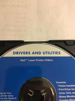 Dell 3100CN Laser Printer Drivers & Utilities CD - - RARE VINTAGE - SHIPS N24HR 3