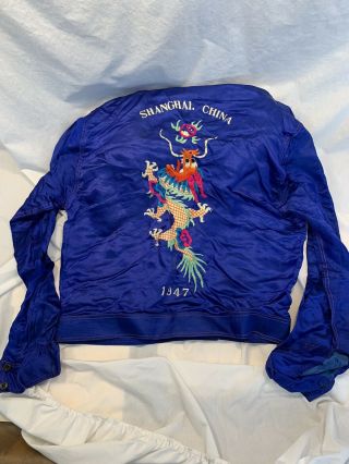 Vintage Shanghai 1947 Blue Silk Embroidered Small/medium Shirt/jacket