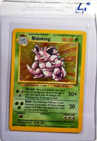Pokemon Card Base Set Nidoking 11/102 Holo Foil Rare Lp