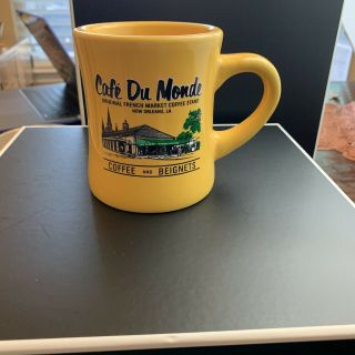 Cafe Du Monde Coffee Cup French Market Orleans Louisiana Mug Yellow Rare
