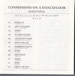 Madonna Confessions On A Dance Floor Japan Promo Sample CD Rare 3