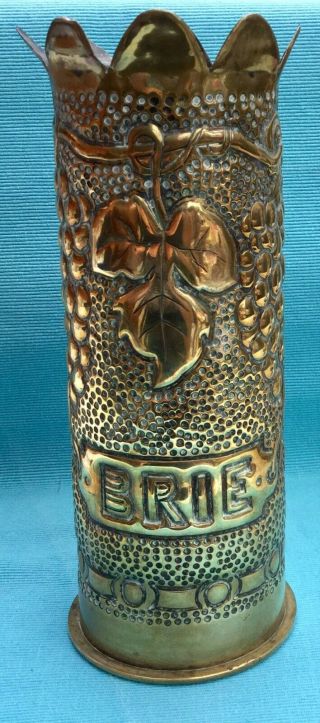 Rare Ww1 Embossed Trench Art Shell Brie 1919