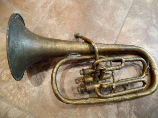 Antique Euphonium Brass Horn Instrument Marked L.  Vitak 