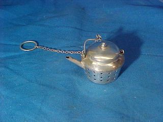 1920s Art Deco Era Sterling Silver Miniature Tea Kettle Figural Tea Infuser