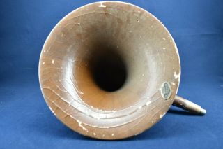 Antique Nathaniel Baldwin Speaker Horn For Old Radio Papier Mache - Brown