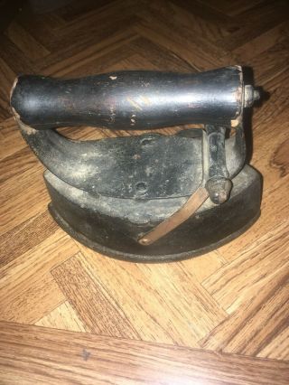 Antique Asbestos Sad Iron Cast Iron With Removable Wood Handle Circa 1900