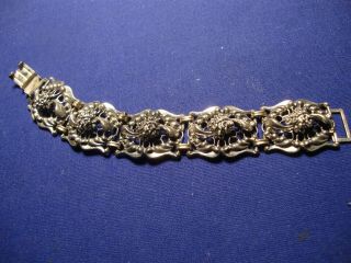 Rare Beau Flower Sterling Silver Old Pawn Thick Big Chunky Bracelet