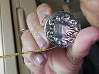 Antique Seamstress Sterling Silver Tape Measure Pendant