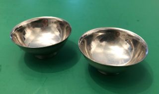 Vintage Set Of 2 Silver Plated Condiment Bowls (made In Japan)