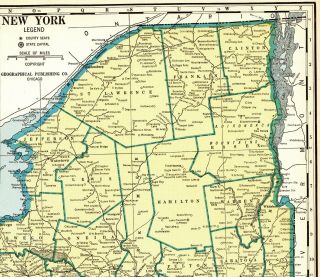 1937 Antique York State Map Rare Poster Print Size Map Of York 5527