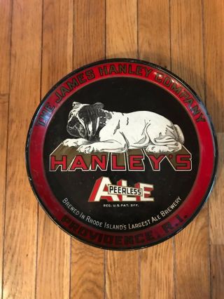 Rare Vintage Hanley’s Peerless Ale Beer Tray Red With Bulldog Logo