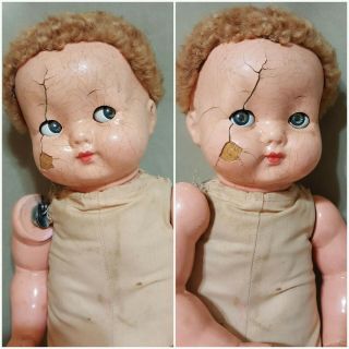 Effanbee Sweetie Pie Flirty Eyes Baby Doll,  Composition And Cloth,  Needs Tlc