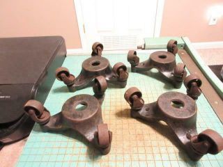 4 Antique Cast Iron Piano Furniture Dollies Casters Swivel Iron Wheels 3
