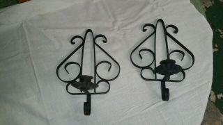 Vintage Pair 9 " Wrought Iron Gothic.  Spanish Mission Wall Sconces