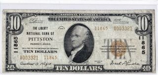 $10 1929 T2 National Pittston Pennsylvania Pa " Mega Rare " ( (only 4 On Census))