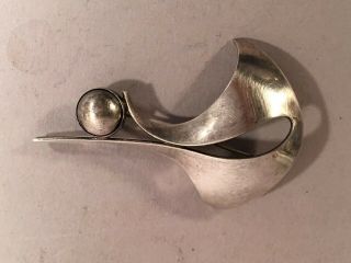 Modernist Abstract Sterling Silver Brooch By Neils Erik From Denmark