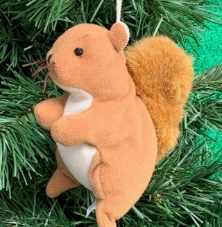 Rare Custom Ty Teenie Beanie Babies Nuts The Squirrel Christmas Tree Ornament