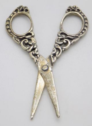 Vintage Solid Silver Italian Made Decorative Scissors Miniature Hallmarked Mini
