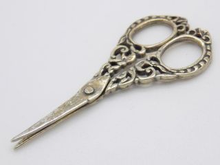Vintage Solid Silver Italian Made Decorative Scissors Miniature Hallmarked Mini 3