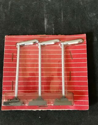 Vintage American Flyer Ho Tiny Town Turnpike Lamps 35241 Card Of 3 (rare)