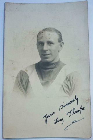 Rare Autographed Photo Postcard 1916 Leeds City Player Levy Thorpe