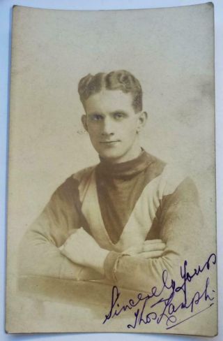 Rare Autographed Photo Postcard 1916 Leeds City Player Tommy Lamph