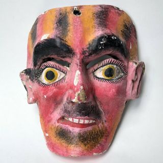 19thc Antique Ethnographic Guatemalan Mexican Mayan Folk Art Dance Festival Mask
