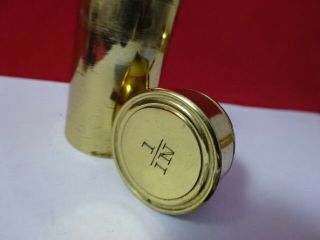 EMPTY ANTIQUE BRASS CONTAINER for objective MICROSCOPE PART &AC - B - 12 3