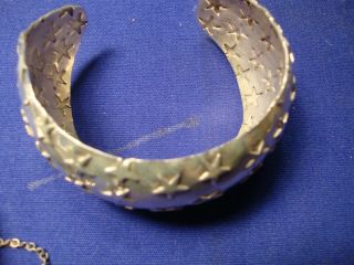 RARE MEXICO STAR STERLING SILVER OLD PAWN THICK BIG CHUNKY BRACELET 2