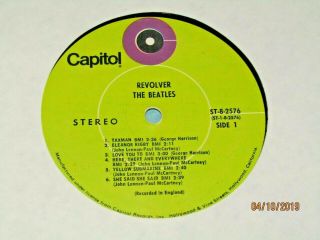 Rare Record Club Pressing w/ Green Label Rock LP: The Beatles - Revolver 3