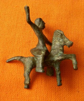 A296.  Celtic style bronze horse and rider figurine. 2