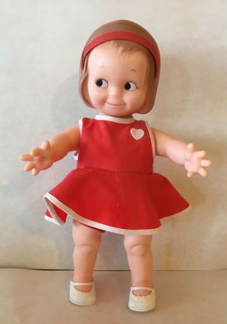 Vintage Cameo Kewpie Gal 11 " Vinyl Doll Jointed 1974 Red Dress/shoes