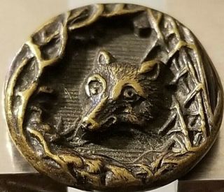 Antique Button,  1800s Fox In The Woods Clever Timid,  Rare 19th Century