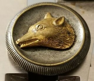 Antique Button,  1800s Gold Tone Fox Head,  Extra Fein,  Rare 19th Century