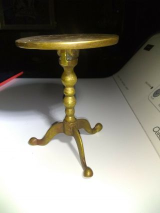 Antique Brass Candle Reflector Taza Miniature Tilt Top Table