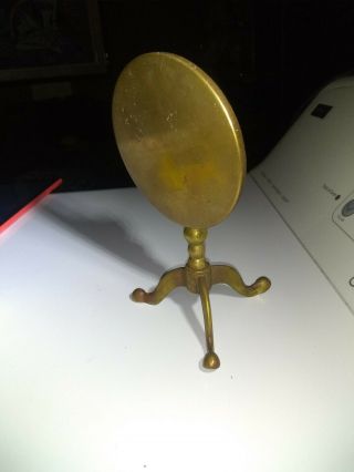 Antique Brass Candle Reflector Taza Miniature Tilt Top Table 2
