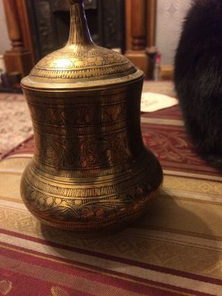Vintage Indian Brass Small Pot Etached Design Decoration