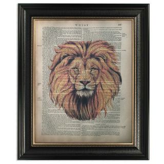 Lions Head Art Printed On Antique Encyclopedia Page Vintage Decor
