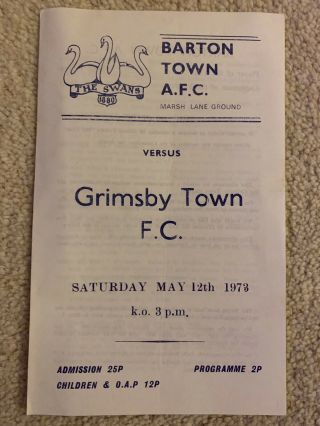 Barton Town Afc V Grimsby Town 1973 Rare
