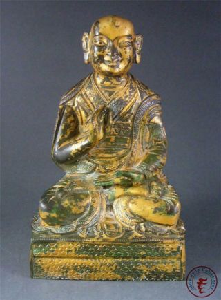 Large Fine Old Chinese Tibet Gilt Bronze Tibetan Buddha Sakyamuni Statue Qing Dy