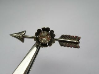 Antique Unstamped Circa Early 20th Century Sterling Silver Arrow Brooch