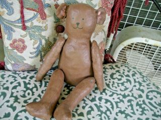 Primitive Handmade Animal Teddy Bear Doll Folk Art 12 "