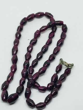 Antique Art Deco Natural Garnet Cut Bead Necklace