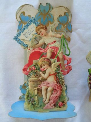 9 Antique Victorian German Stand - Up Fold - out Die Cut Valentine Card VGC 2