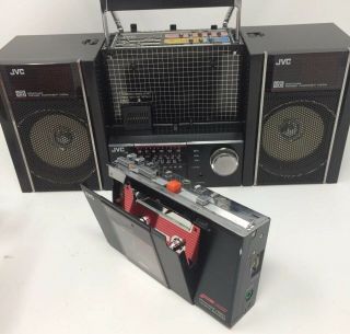 Rare vintage JVC PC - RM100JW mini boombox w/ detachable portable cassette player 3
