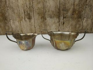Vintage Epns Silver Plate Sugar Bowl & Cream/milk Jug Art Nouveau/deco
