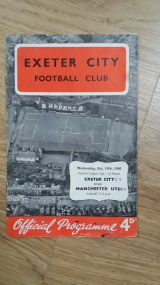 Exeter City V Manchester United League Cup 1960 Rare