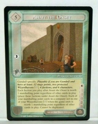Middle - Earth Ccg Meccg Await The Onset The White Hand Lotr Rare Card