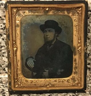 Antique 1/6th Plate Daguerreotype Photo Of A Mormon Looking Gentleman