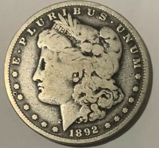 Rare - 1892 - S Morgan Silver Dollar Tough Date 1.  2 M Minted Semi Key